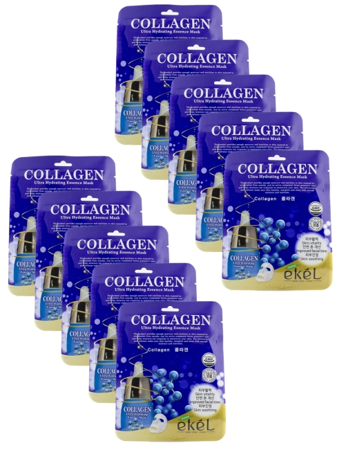 Ekel Комплект Тканевых масок с коллагеном Collagen Ultra Hydrating Essense Mask, 10*25 мл Ekel Комплект Тканевых масок с коллагеном Collagen Ultra Hydrating Essense Mask, 10*25 мл
