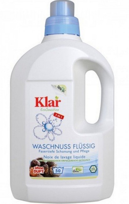 Klar Жидкое средство для стирки Мыльный орех для цветного и белого блья, 1,5 л