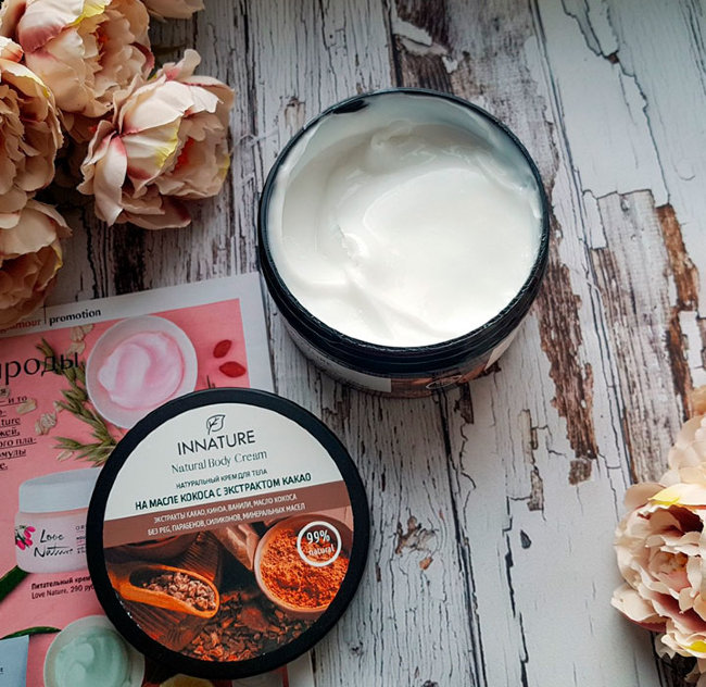 Innature Крем для тела на масле кокоса с экстрактом какао, 250 мл Innature Крем для тела на масле кокоса с экстрактом какао, 250 мл