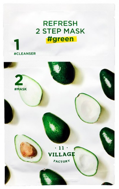 Village 11 Factory Refresh 2-step Mask Green Освежающая двухшаговая программа для ухода за лицом с зелеными экстрактами, 3 г + 25 мл