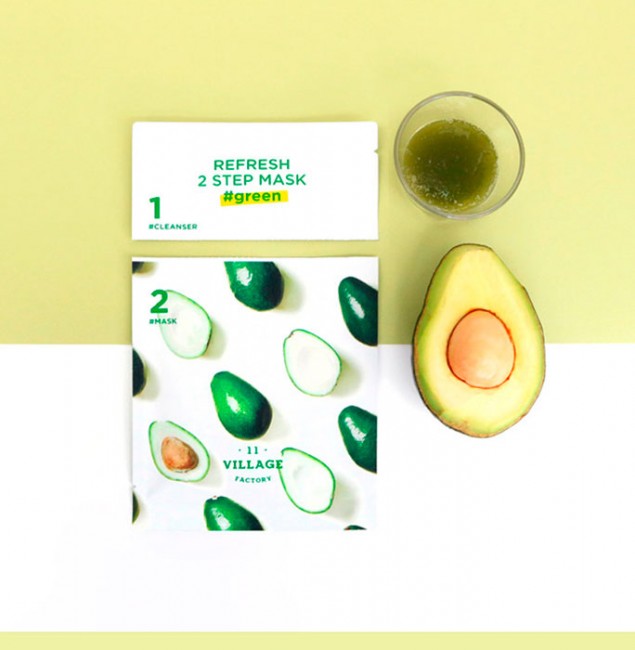 Village 11 Factory Refresh 2-step Mask Green Освежающая двухшаговая программа для ухода за лицом с зелеными экстрактами, 3 г + 25 мл