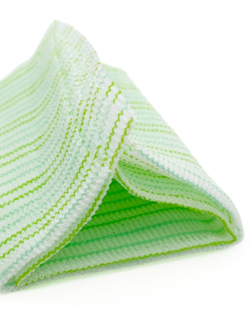 Sungbo Cleamy Мочалка для тела с плетением «Волна» полосатая мягкая Зеленая Fresh Shower Towel 28х100 см, 1 шт