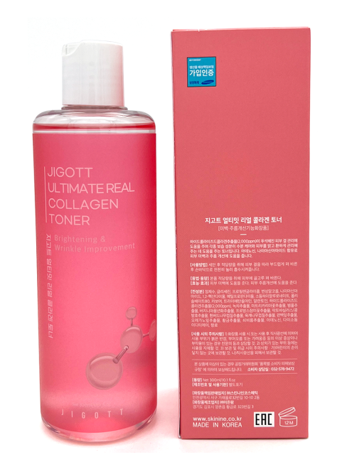 Jigott Тонер для лица антивозрастной с коллагеном Ultimate Real Collagen Toner, 300 мл
