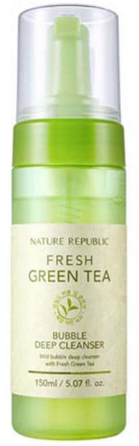 NATURE REPUBLIC Fresh Green Tea Bubble Deep Cleanser Очищающая пенка с зеленым чаем, 150 мл