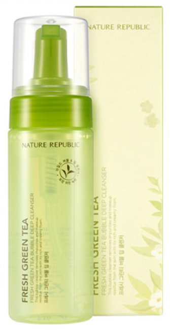 NATURE REPUBLIC Fresh Green Tea Bubble Deep Cleanser Очищающая пенка с зеленым чаем, 150 мл