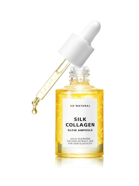 So Natural Ампульная сыворотка для лица с коллагеном и золотым шелкопрядом Silk Collagen Glow Ampoule, 30 мл
