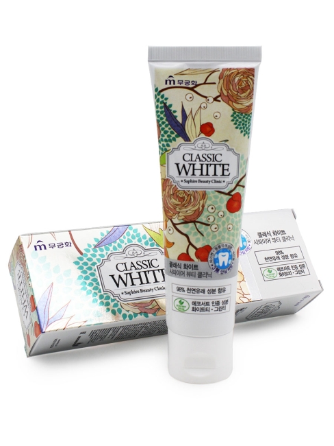 Mukunghwa Зубная паста отбеливающая Мята и Зеленый чай Classic White Saphire Beauty Clinic, 110 г Mukunghwa Зубная паста отбеливающая Мята и Зеленый чай Classic White Saphire Beauty Clinic, 110 г