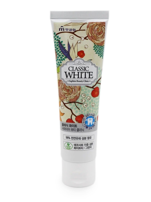 Mukunghwa Зубная паста отбеливающая Мята и Зеленый чай Classic White Saphire Beauty Clinic, 110 г Mukunghwa Зубная паста отбеливающая Мята и Зеленый чай Classic White Saphire Beauty Clinic, 110 г