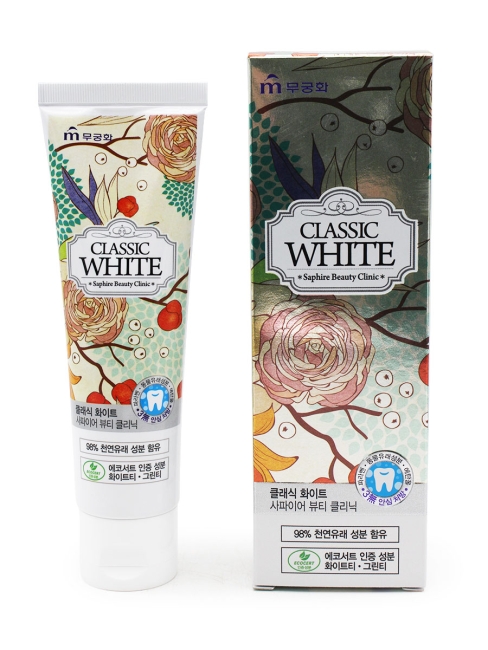 Mukunghwa Зубная паста отбеливающая Мята и Зеленый чай Classic White Saphire Beauty Clinic, 110 г Mukunghwa Зубная паста отбеливающая Мята и Зеленый чай Classic White Saphire Beauty Clinic, 110 г