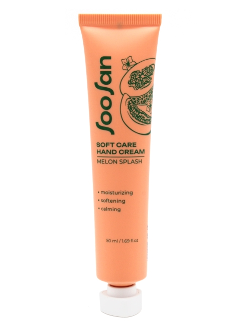 SOOSAN Увлажняющий крем для рук с ароматом дыни Soft Care Hand Cream Melon Splash, 50 мл