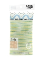 Sungbo Cleamy Мочалка для тела с плетением «Волна» и полиэстеровыми нитями средней жесткости Зеленая Noble Shower Towel 28х95 см, 1 шт