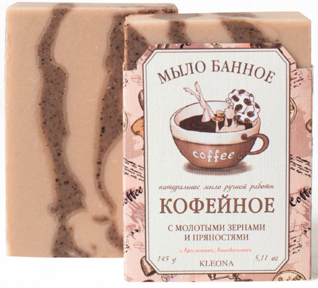Kleona Мыло кусковое банное кофейное, 145 г