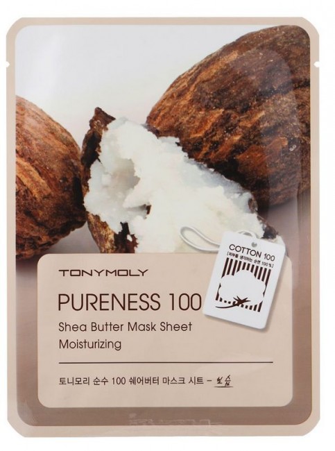 TONYMOLY Pureness 100 Shea Butter Mask Sheet Moisturizing Тканевая маска с экстрактом масла Ши, 21 мл