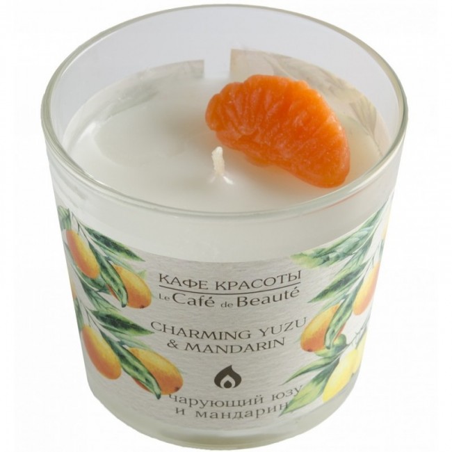 Кафе Красоты свеча в стакане ароматизированная для дома "Чарующий Юзу и Мандарин", 150 г