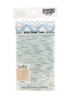 Sungbo Cleamy Мочалка для тела с плетением «Волна» и полиэстеровыми нитями средней жесткости Голубая Noble Shower Towel 28х95 см, 1 шт
