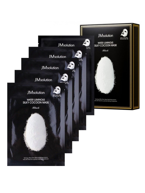 JMsolution Комплект тканевых масок для упругости кожи с протеинами шелка Water Luminous Silky Cocoon Mask Black, 5 шт JMsolution Комплект тканевых масок для упругости кожи с протеинами шелка Water Luminous Silky Cocoon Mask Black, 5 шт