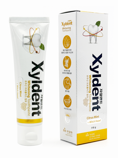 Mukunghwa Отбеливающая гелевая зубная паста Цитрус и Гамамелис Xyldent, 110 г Mukunghwa Отбеливающая гелевая зубная паста Цитрус и Гамамелис Xyldent, 110 г