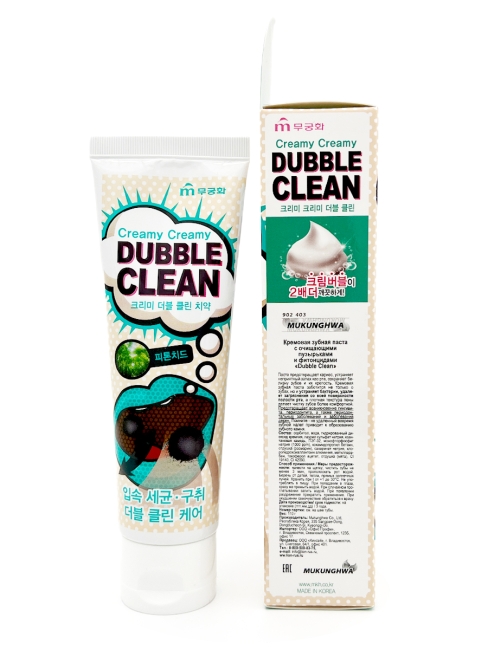 Mukunghwa Зубная паста кремовая с очищающими пузырьками и фитонцидами Creamy Creamy Double Clean, 110 г Mukunghwa Зубная паста кремовая с очищающими пузырьками и фитонцидами Creamy Creamy Double Clean, 110 г