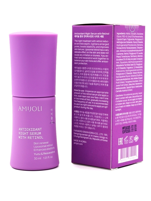 AMIJOLI Ночная сыворотка с ретинолом и экстрактом юдзу Yuzu & Resveratrol Night Reniew Serum With Retinol,  30 мл