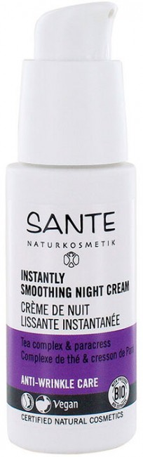 Sante Naturkosmetik Instantly Smoothing Night Cream Крем ночной интенсивно разглаживающий с чайным комплексом и био-экстрактом акмеллы, 30 мл