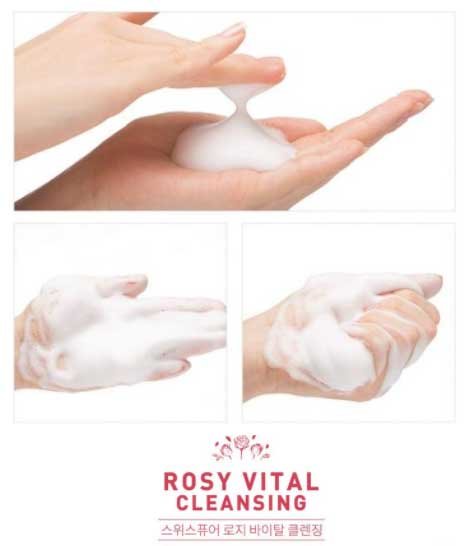 SWISSPURE Rosy Vital Cleansing Bubble Foam Очищающая пенка c дозатором с экстрактами альпийских розовых цветов, 250 мл