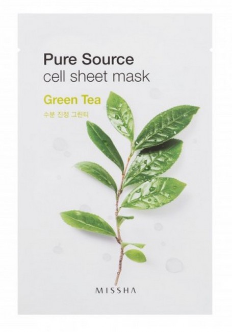MISSHA Pure Source Cell Sheet Mask Green Tea Тканевая маска для лица с зеленым чаем, 21 г