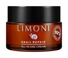 LIMONI Snail Repair All In One Cream Крем для лица восстанавливающий с экстрактом секреции улитки, 50 мл