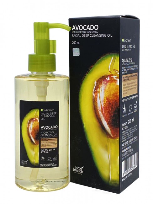 Eco Branch Гидрофильное масло для глубокого очищения лица авокадо Facial Deep Cleansing Oil Avocado, 200 мл Eco Branch Гидрофильное масло для глубокого очищения лица авокадо Facial Deep Cleansing Oil Avocado, 200 мл