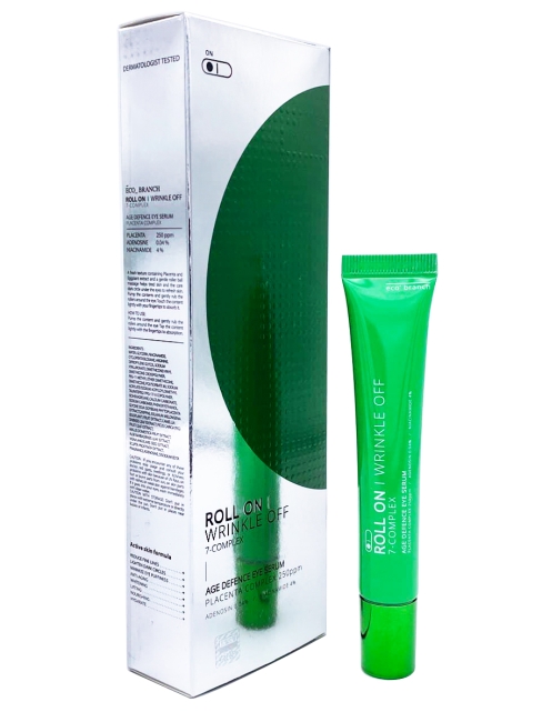 Eco Branch Сыворотка-роллер для кожи вокруг глаз с Плацентой Roll On Wrinkle Off 7-Complex Age Defence Eye Serum Placenta Complex, 25 мл Eco Branch Сыворотка-роллер для кожи вокруг глаз с Плацентой Roll On Wrinkle Off 7-Complex Age Defence Eye Serum Placenta Complex, 25 мл