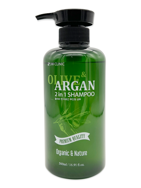 3W Clinic Шампунь для волос аргановое масло и олива Olive & Argan 2 in 1 Shampoo, 500 мл 3W Clinic Шампунь для волос аргановое масло и олива Olive & Argan 2 in 1 Shampoo, 500 мл