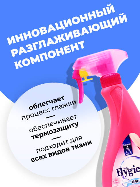Hygiene Спрей для накрахмаливания белья парфюмированный Розовый бутон Speed Starch Pink Blossom, 550 мл