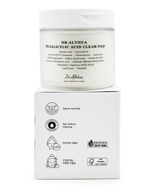 Dr. Althea Отшелушивающие тонер-пэды с салициловой кислотой 2% Salicylic Acid Clear Pad 65 шт., 170 г