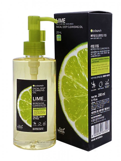 Eco Branch Гидрофильное масло для глубокого очищения лица лайм Facial Deep Cleansing Oil Lime, 200 мл Eco Branch Гидрофильное масло для глубокого очищения лица лайм Facial Deep Cleansing Oil Lime, 200 мл