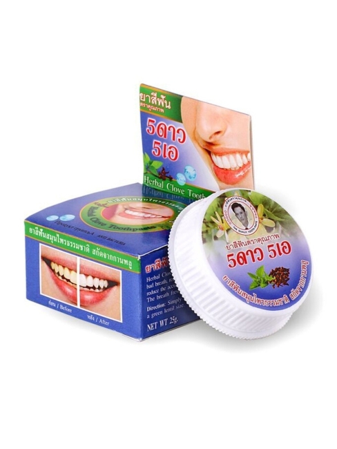 5 Star Cosmetic Травяная отбеливающая зубная паста с экстрактом Гвоздики Herbal Clove Toothpaste, 25 г
