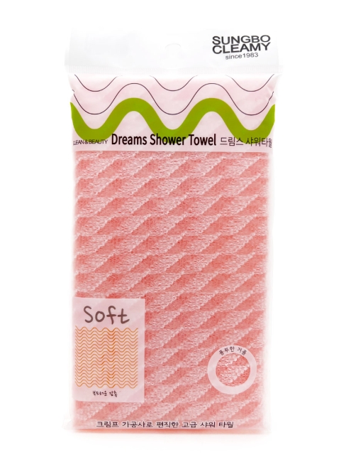 Sungbo Cleamy Мочалка для тела с плетением Сетка и полиэстеровыми нитями мягкая Розовая Dreams Shower Towel 28х90 см, 1 шт Sungbo Cleamy Мочалка для тела с плетением Сетка и полиэстеровыми нитями мягкая Розовая Dreams Shower Towel 28х90 см, 1 шт