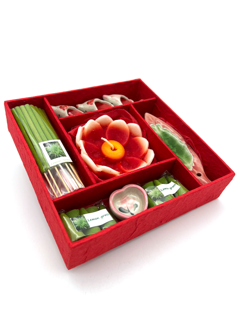 EcoBioLife Арома-набор Лемограсс красный из 9 предметов Lemon Grass Aroma Set Red