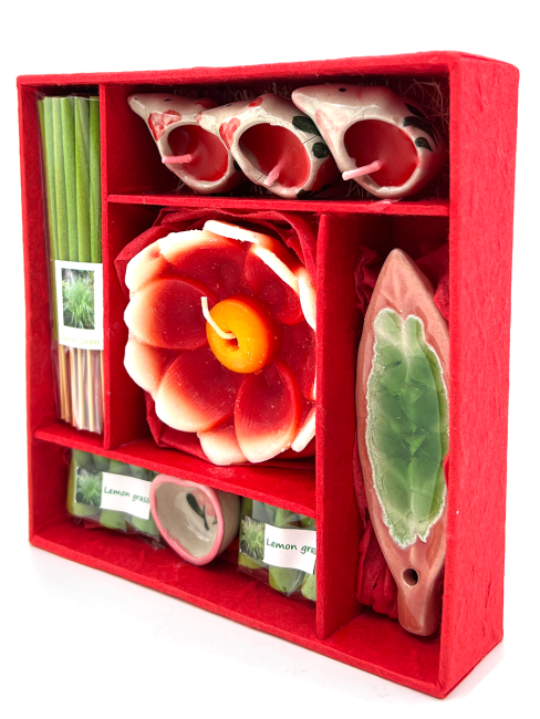 EcoBioLife Арома-набор Лемограсс красный из 9 предметов Lemon Grass Aroma Set Red