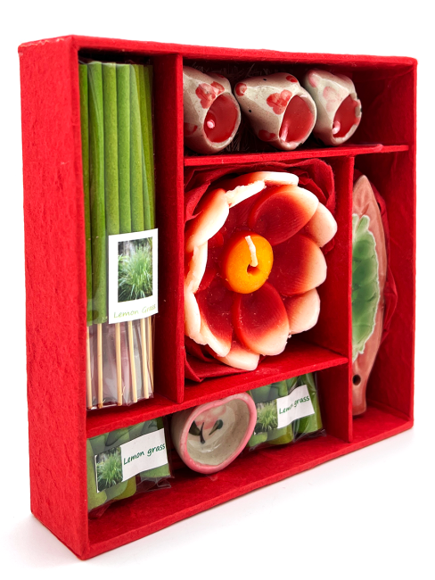 EcoBioLife Арома-набор Лемограсс красный из 9 предметов Lemon Grass Aroma Set Red