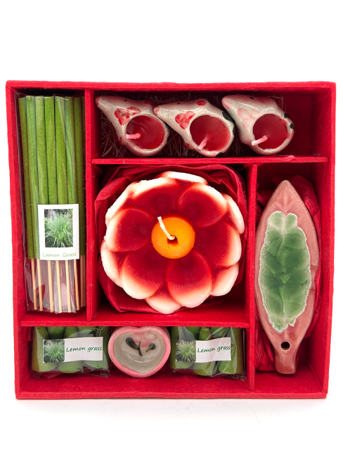 EcoBioLife Арома-набор Лемограсс красный из 9 предметов Lemon Grass Aroma Set Red