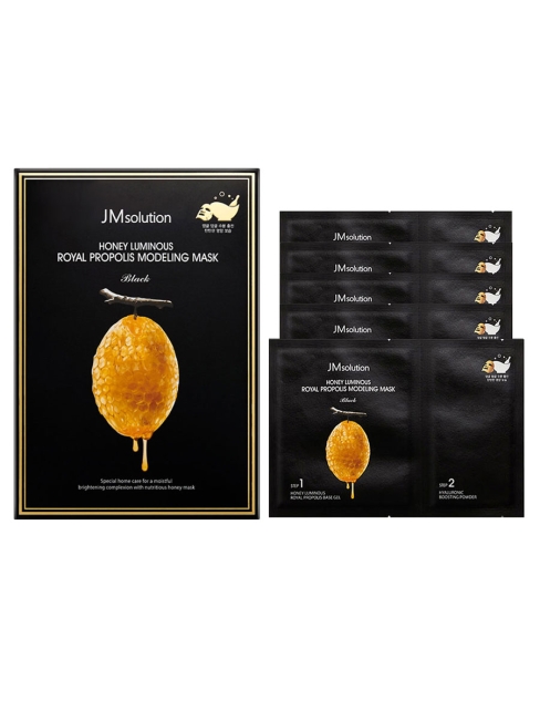 JMsolution Комплект альгинатных масок с прополисом Honey Luminous Royal Propolis Modeling Mask Black, 5*50 г+5г