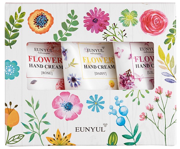 EUNYUL Flover Набор кремов для рук (сирень,хризантема, роза и сирень) 3х50 мл EUNYUL Flover Набор кремов для рук (сирень,хризантема, роза и сирень) 3х50 мл