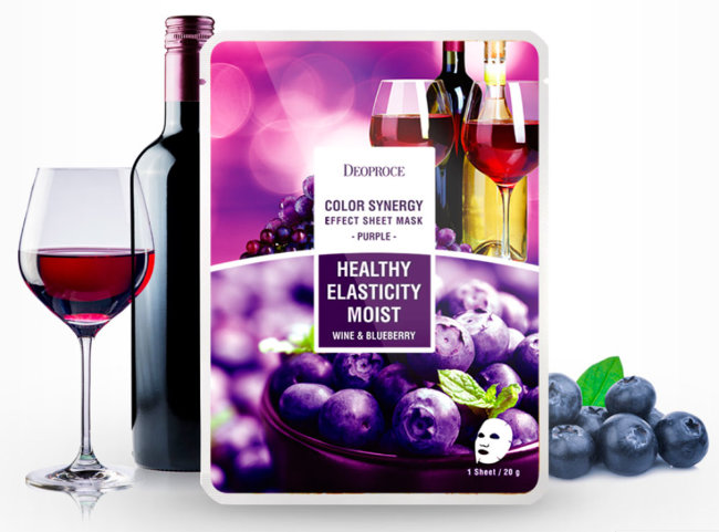 Deoproce Color Synergy Effect Sheet Mask Purple Тканевая маска на основе черники и красного винограда, 20 г