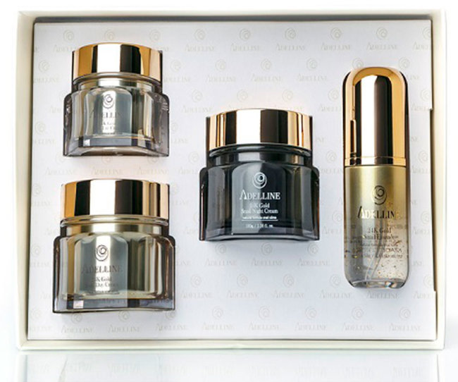 Adelline 24K Gold Snail 4 Set Набор средств с золотом и слизью улитки, 100 г + 100 г + 50 г + 50 г