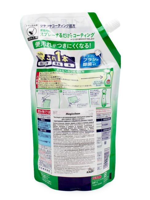 KAO Чистящее средство для туалета с ароматом мяты и цитрусов мягкая упаковка Magiсclean, 800 мл KAO Чистящее средство для туалета с ароматом мяты и цитрусов мягкая упаковка Magiсclean, 800 мл