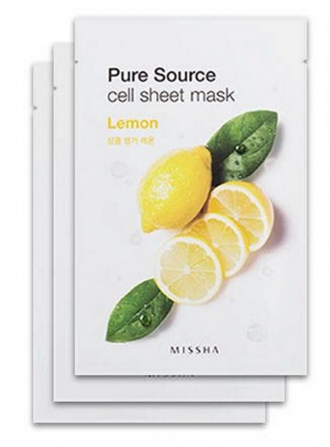 MISSHA Pure Source Cell Sheet Mask Lemon Тканевая маска для лица с лимоном, 21 г