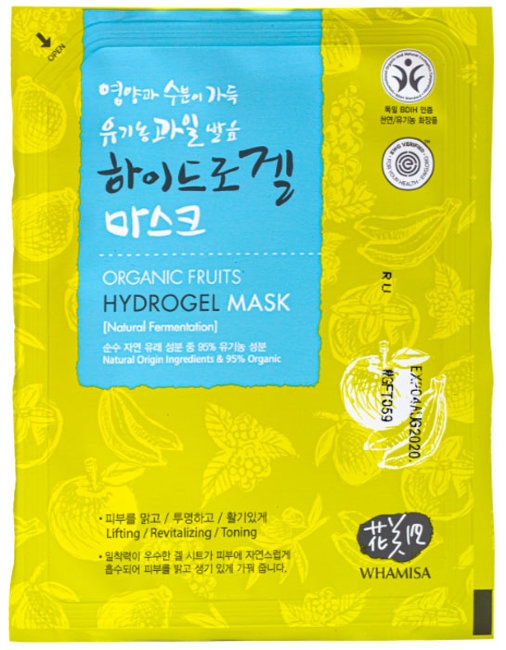 Whamisa Organic Fruits Hydrogel Mask Маска для лица гидрогелевая на основе фруктовых ферментов, 33 г