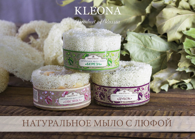 Kleona Мыло кусковое с люфой Береза, 140 г Kleona Мыло кусковое с люфой Береза, 140 г