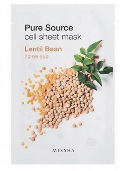 MISSHA Pure Source Cell Sheet Mask Lentil Bean Тканевая маска с экстрактом чечевицы, 21 г