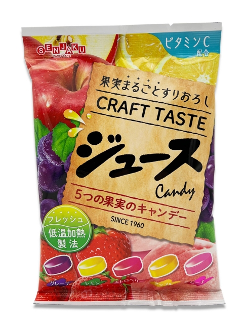 Senjaku Конфеты карамель леденцовая Фруктовое ассорти 5 вкусов Juice Candy (23 шт), 100 г