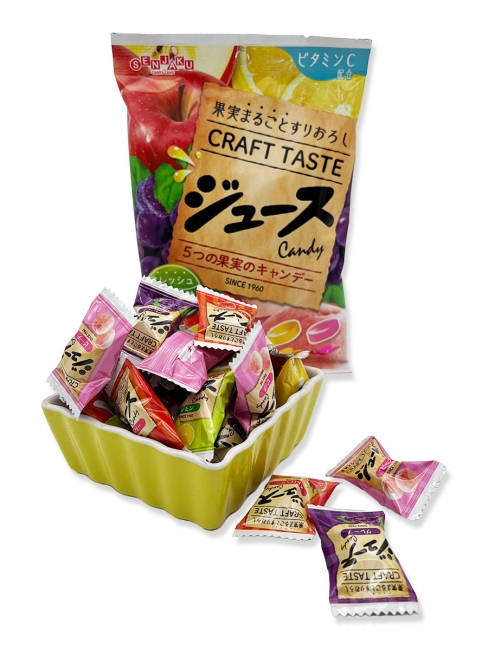 Senjaku Конфеты карамель леденцовая Фруктовое ассорти 5 вкусов Juice Candy (23 шт), 100 г